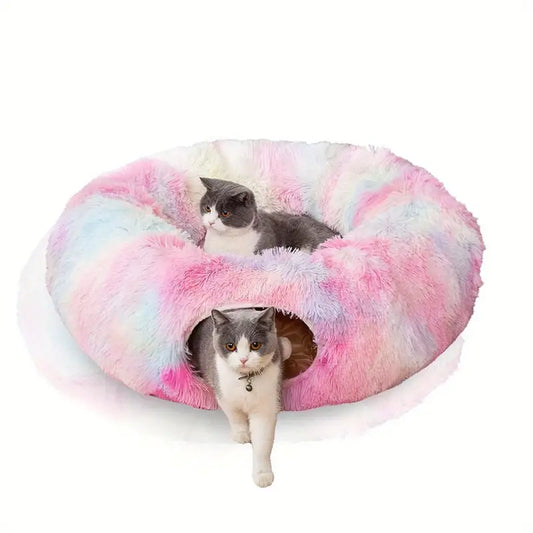 Cozy Plush Cat Tunnel Nest with Hanging Ball Toy - Perfect Kitten Hideaway